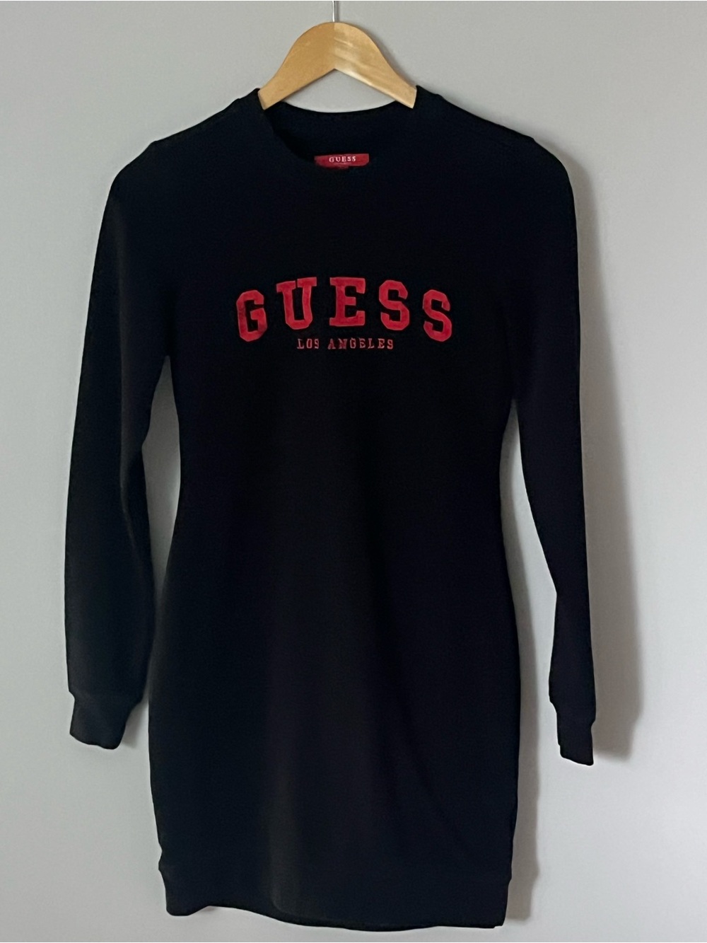 Women’s Guess Black Sweatshirt Dress with Red Logo